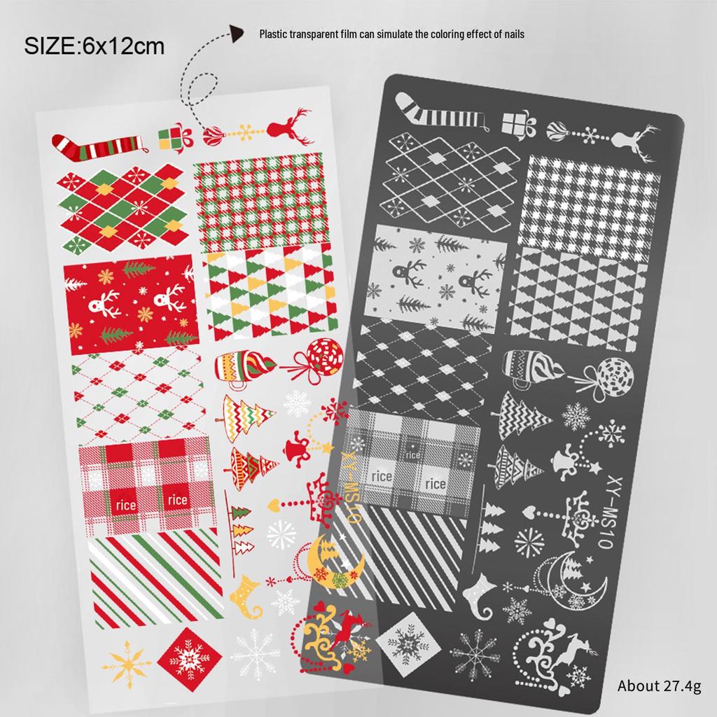 Christmas Series Snowflake Nail Art Transfer Tool - Printed Steel Plate with Transparent Film