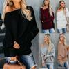 Stylish Women One Shoulder Knitted Sweater Blouse With Long Sleeves And Soft Material