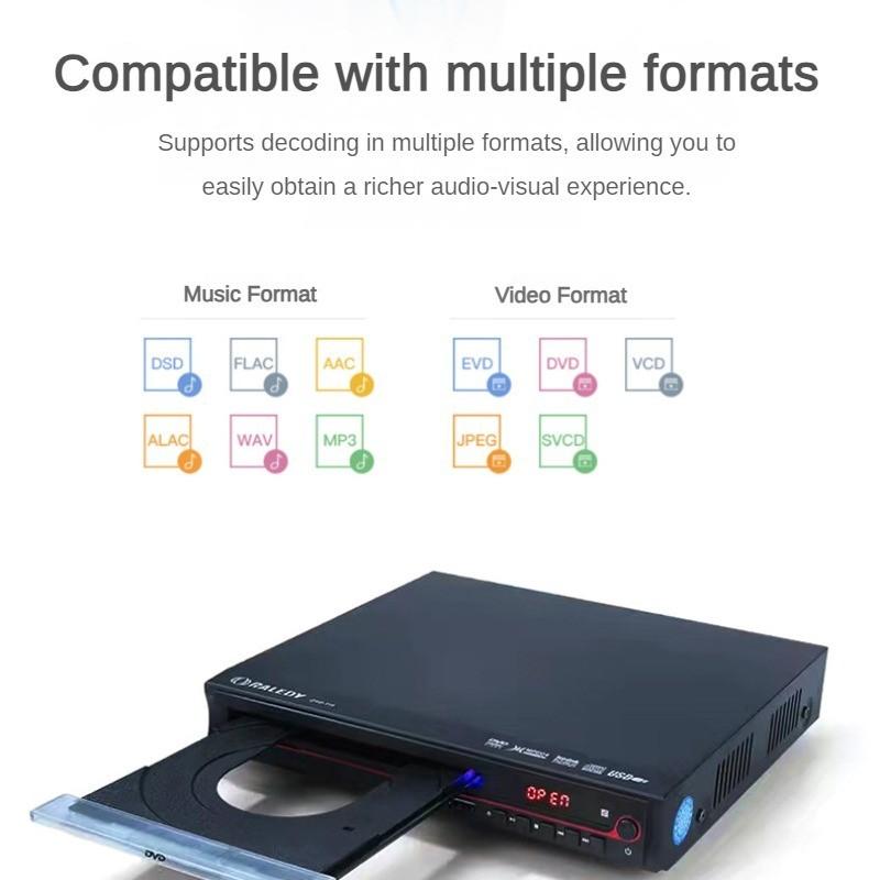 HD 1080P Home Disk Drive CD Player High Quality Sound Effects Videodisk Player Eye Protection DVD Player 23X20X4cm