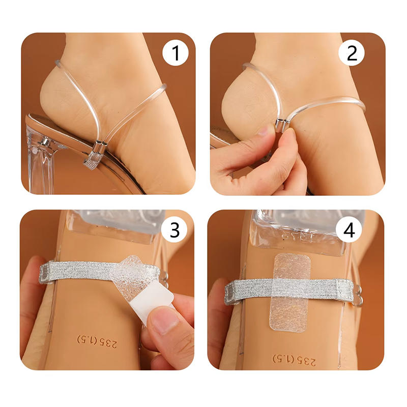 1 Paar transparente elastische Schuhriemen, verstellbar, ohne Nähen, Anti-Rutsch-Gürtel für Damen-High Heels, Anti-Fall-Zubehör