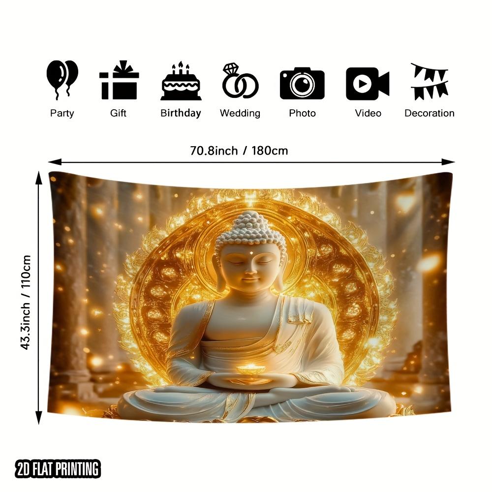 

VIKAMA Gilded Buddha Light Buddha Tapestry Zen Lotus Seat Background Cloth Living Room Background Wall Room Decoration 74x94cm(29x37in)