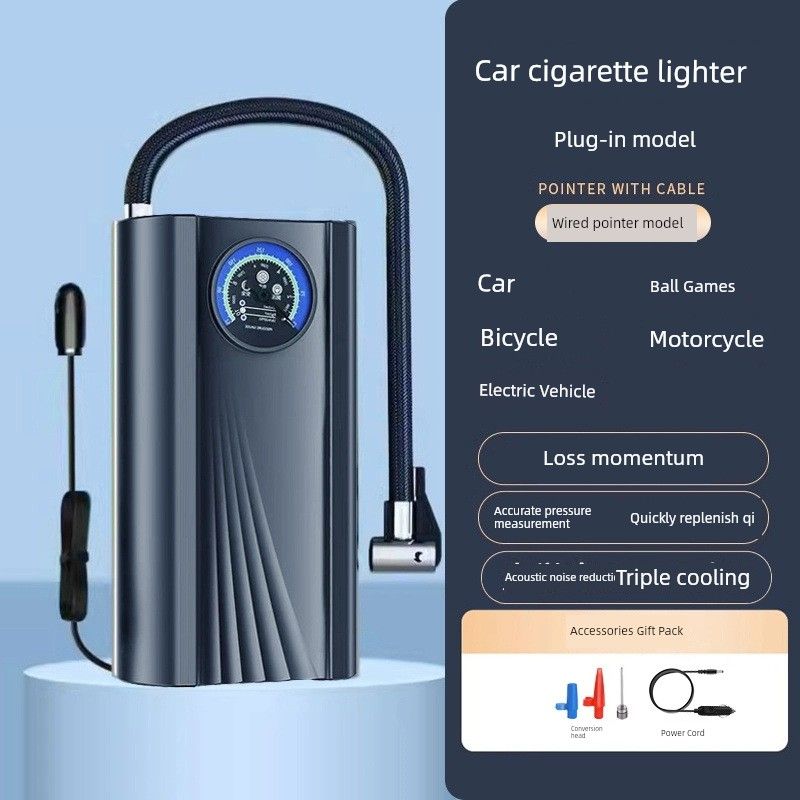 Car Air Pump, Handheld Car Air Pump, Multi-Functional Universal Electric Vehicle Air Pump Chinese Plug-In Electric Car Model - 619-1 Black