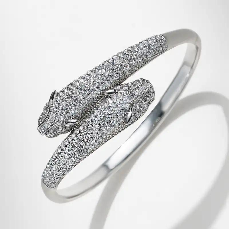 New Inlaid Bracelet, New Leopard Head and Purple Leopard Open Bracelet, Fashionable