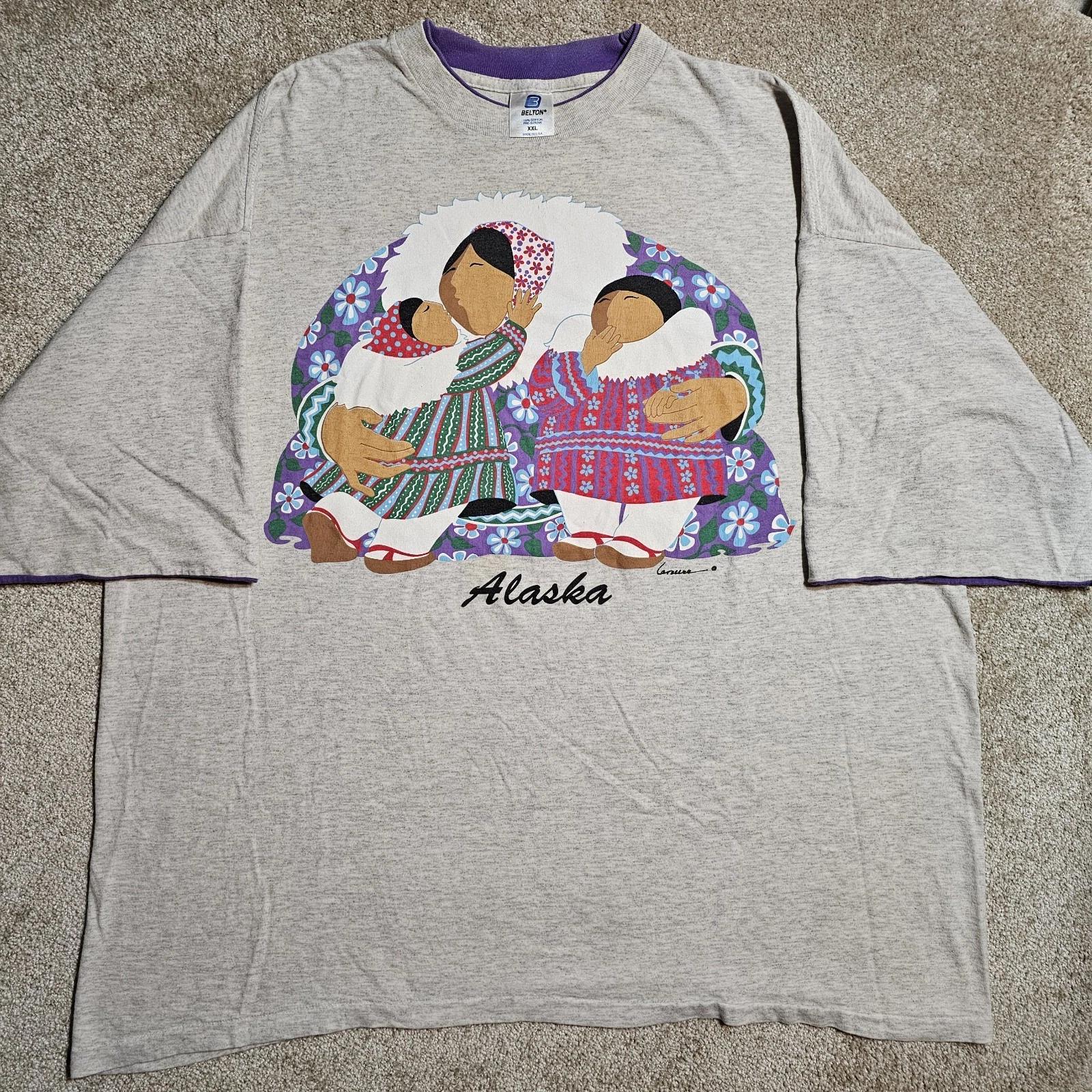 

Vintage 90s Belton Alaska Eskimo Double T-shirt Mens XXL Tourist Pastel Punk Y2k M