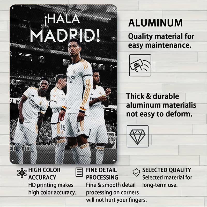 Real Madrid Fotbollslag Plåttavlor Sportaffisch Dekoration Vardagsrumsinredning Anpassad Metallskylt för Väggkonst Dekoration Bar