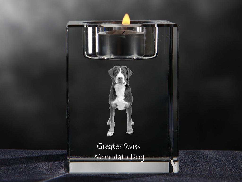 Great Swiss Mountain Dog, Greater Swiss Mountain Dog – Candle holder with dog photo, crystal tealight holder | Art-Dog