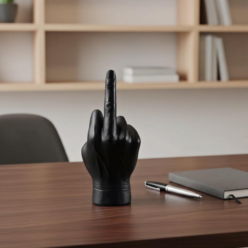 Black Gold Middle Finger Gesture Polyresin Sculpture Modern Home Decor Accessory