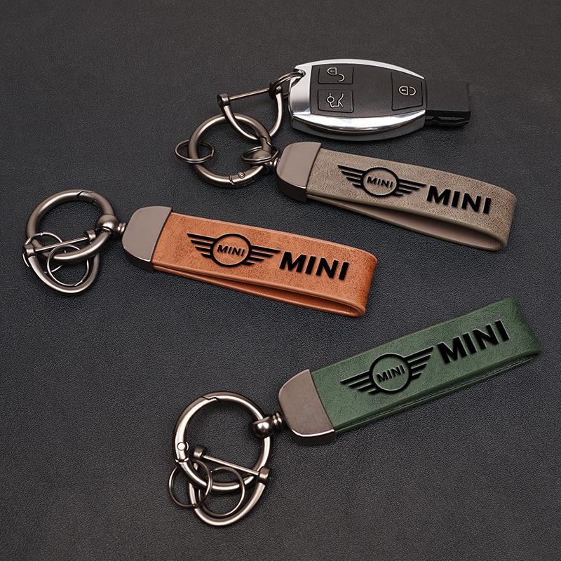 Auto-Emblem Rindsleder Schlüsselanhänger Schlüsselhalter Für BMW Mini Cooper One JCW WORKS F54 F55 F56 F57 F60 R50 R52 R53 Paceman Schlüsselanhänger qclyn77