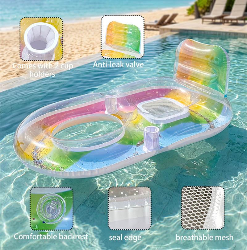 Summer Swimming Pool Inflatable Sofa With Cup Hole Water Swimming Pool Inflatable Floating Bed For Adult Water Leisure Float