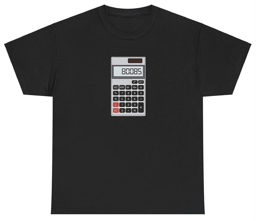 Boobs Calculator T Shirt Funny Sarcastic School Nostalgic 80085 Dank Meme Tee