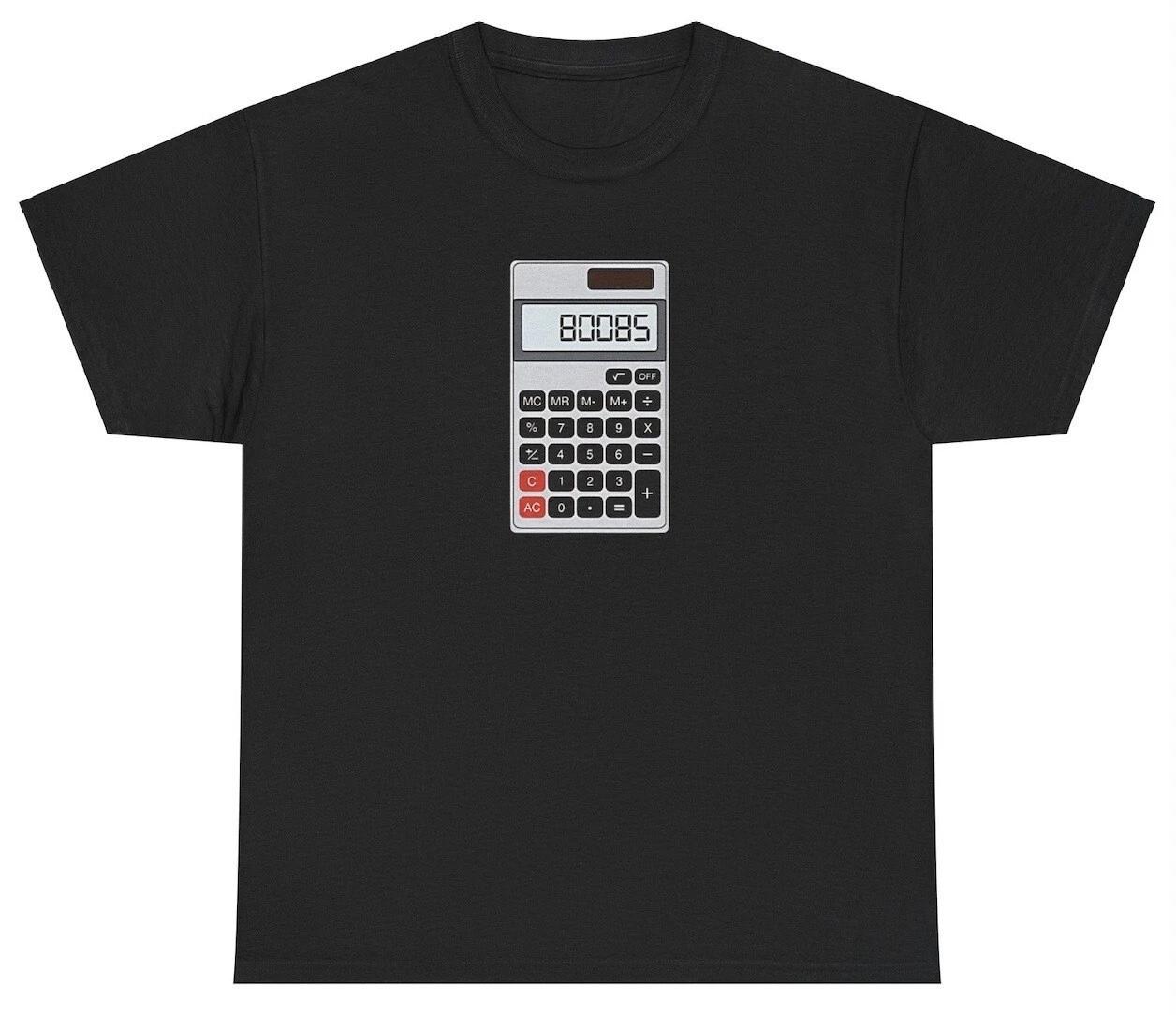 

Boobs Calculator T Shirt Funny Sarcastic School Nostalgic 80085 Dank Meme Tee S