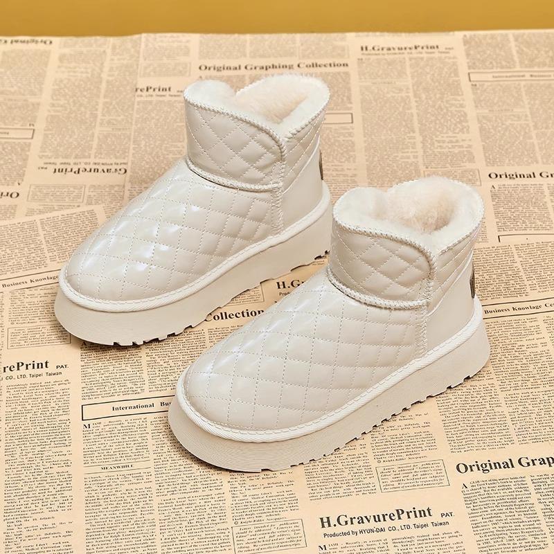 thick-soled snow boots for women, new waterproof and non-slip winter piled thickened warm and non-slip short tube heightening cotton shoes