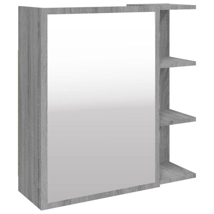 VidaXL Bathroom Mirror Cabinet Sonoma Grey 62.5x20.5x64 Cm 826352