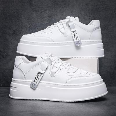 Platform White Shoes Men's Board Shoes New Low-top Shallow Mouth Sports Shoes Heightening Men's Shoes Muffin Shoes Spot