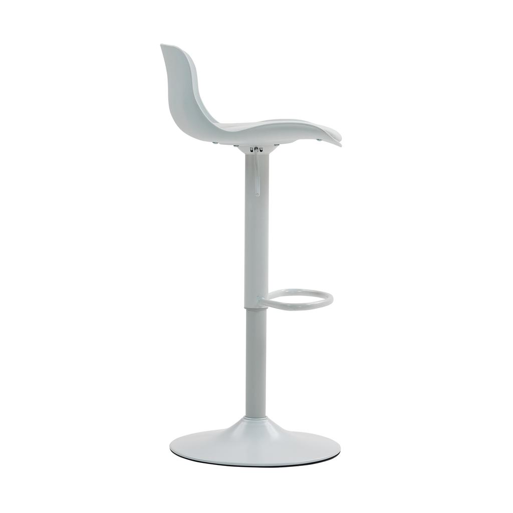 Modern Adjustable Swivel Bar Stools Set of 2, Plastic Backrest & Faux Leather Seat, Gas Lift Height, Metal Base with Footrest, Kitchen Counter
