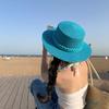 Nieuwe Kleur Ketting Platte Top Unisex Jazz Strooien Hoed Buiten Vrouwen Zeevakantie Zon Strand Hoeden Mode Zomer Panama Emmer Hoed