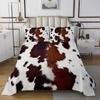 Cowhide Coverlet Set Farm Animal Fur Bedspread Queen/Full for Boy Girl Bedroom 2/3 Pcs Western Rustic Cowboy Farmhouse Quilt Set