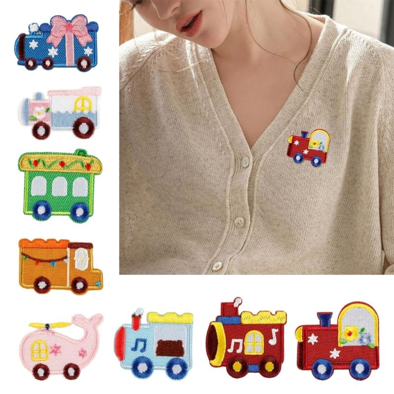 8Pcs Cartoon Car Iron On Patches Adhesive Embroidery Applique For Jackets Backpacks Clothing Decoration Sewing Project