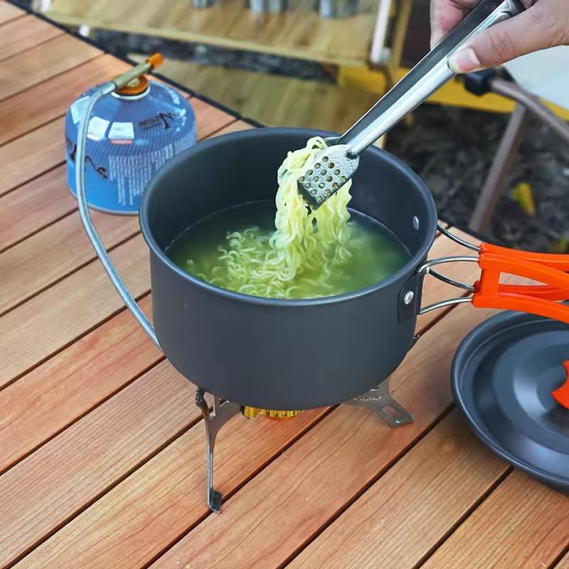 Outdoor Foldable Portable Cookware Set Aluminum Pot Kettle and Fly Pan with Folding Handle for Camping