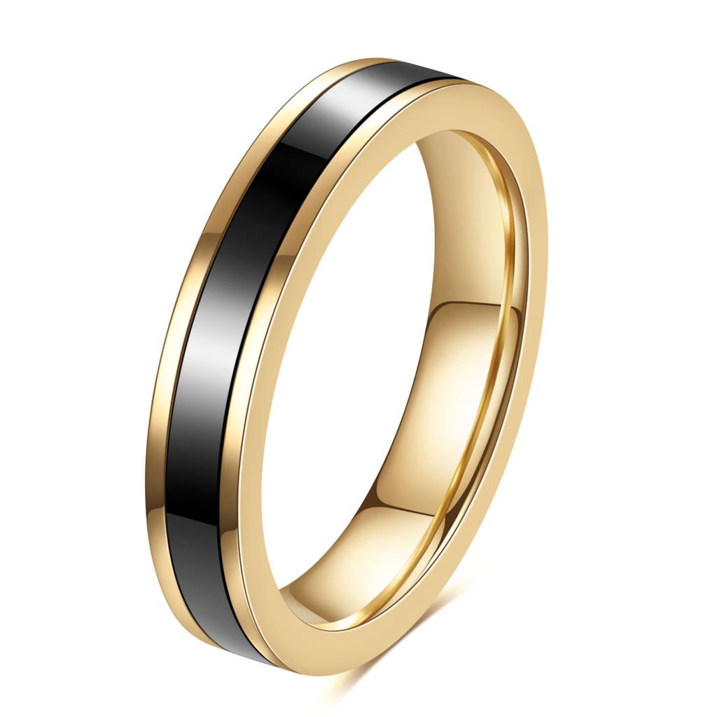 Simple 4MM Smooth Stainless Steel Single-slot Ceramic, Fashionable and Versatile Ceramic Stainless Steel Ring for Women
