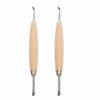 2pcs Double Head Leather Carving Tools Wooden Handle Leather Press Rub Tool  For Polymer Clay