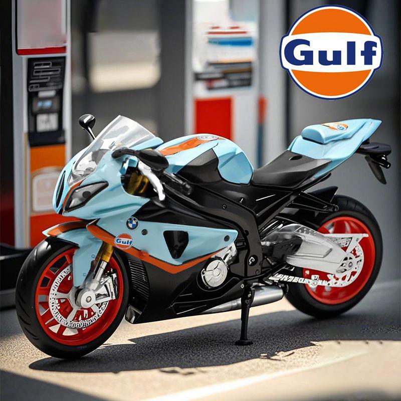 1/12 BMW S1000RR Gulf Oil Die Cast Motorcycle Model Toy Vehicle Collection Autobike Shork-Absorber Off Road Autocycle Toys Car