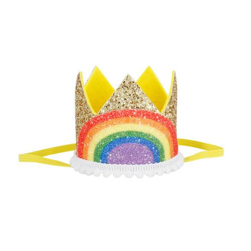 Newborn Baby Rainbow Crown Lace Princess Cute Hairband Headband Baby Infant Boys Girls Birthday Party Show Photo Headdress Gift