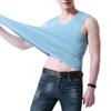 Plus Size Men Sporty Solid Color Sleeveless V Neck Slim Seamless Vest Tank Top