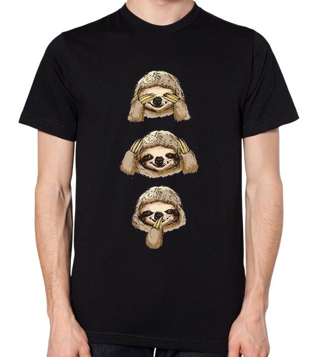 Sloth T-Shirt See Hear Speak No Evil Funny Mens Ladies Unisex Top XXL