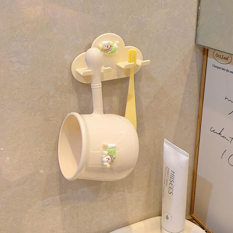 

Dachshund Design Wall Mount Toothbrush Holder No Drill Installation For Kids Bathroom Cup Storage Set Bathroom Organizer Rack жёлтый