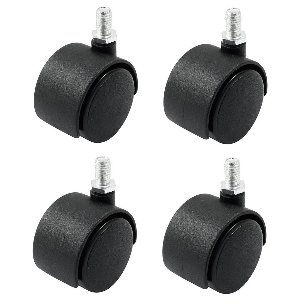Caster Wheel Replacement for Furniture Set of Four Black Nylon M8 Stem