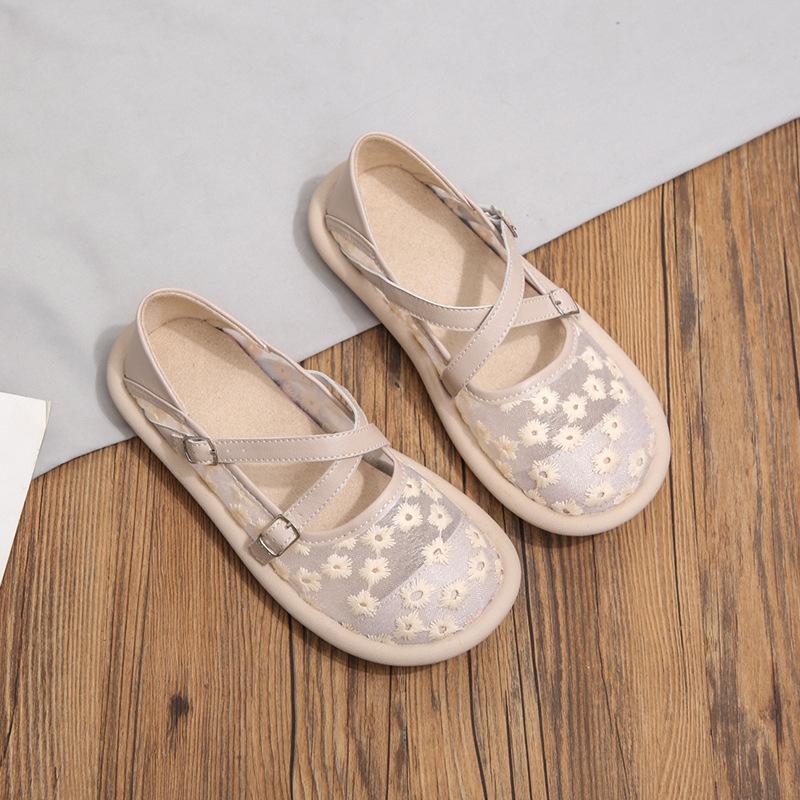 Fashion Women's Single Shoes Summer 2025 New Thick Sole Mesh Embroidered Lace Cloth Shoes Casual Comfortable Breathable Sports Shoes