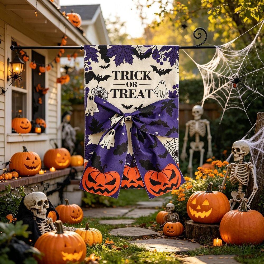 Washable Halloween Decoration Cloth Fall Garden Flag Multiple Styles Sign Outdoor Decoration Deck