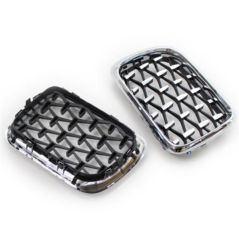 Do BMW E36 Seria 3 1997-1999 Grill Samochodowy Styl Diamentowy Przednia Nerka ABS Przednia Pokrywa Grill Srebrny 51138195152 51138195151 Części