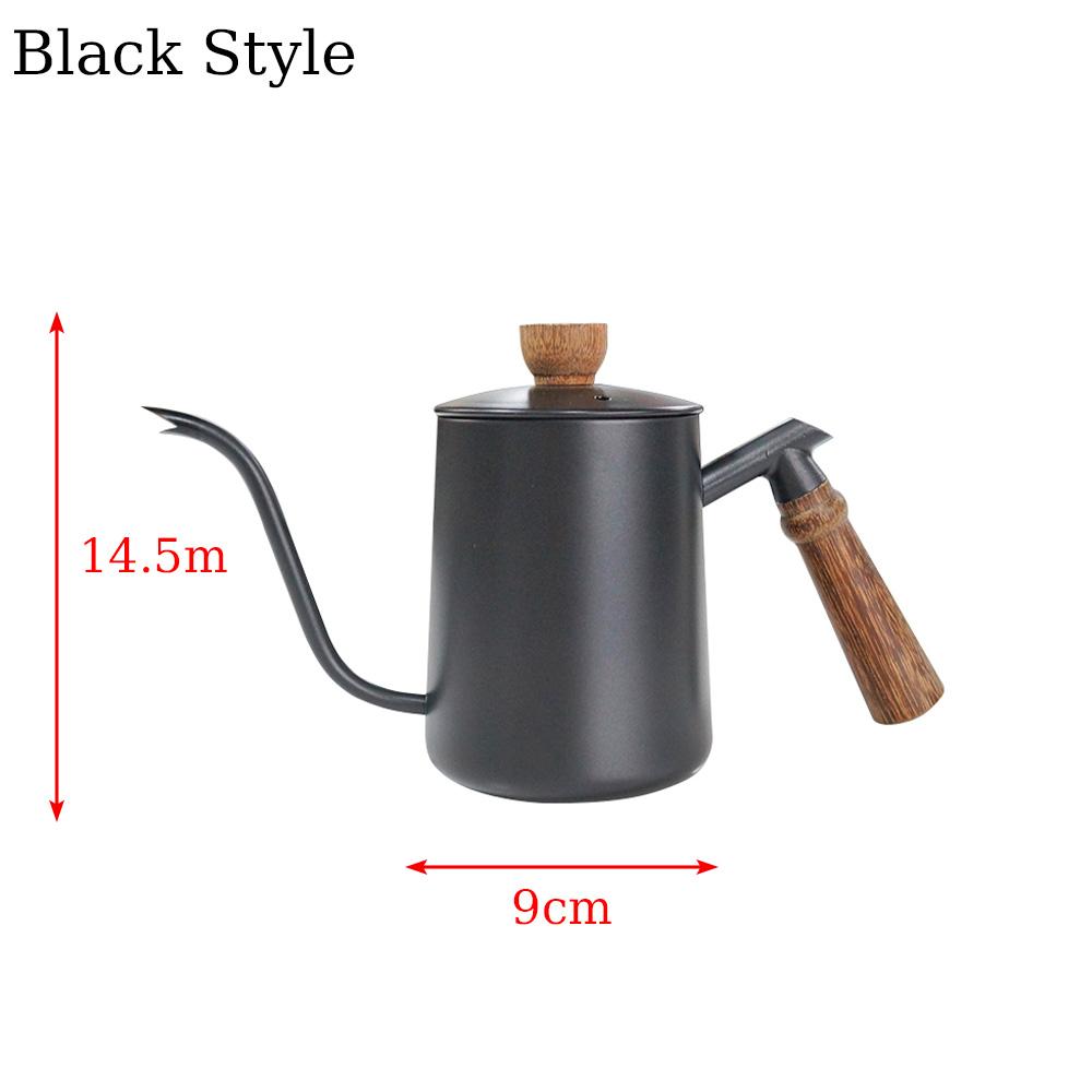 Coffee Pot with Lid Thermometer 304 Stainless Steel Clear Scale Solid Wood Handle High Quality Hand-made Coffee Utensils 600ML