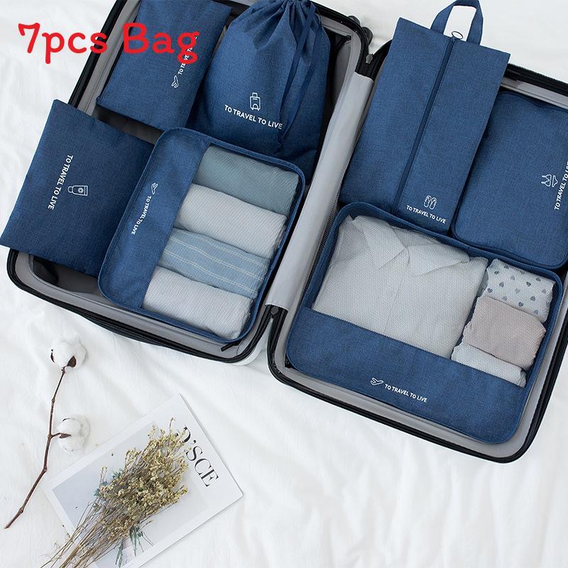 Travel Organizer Set With Waterproof Polyester Fabric For Packing And Storage In Suitcases