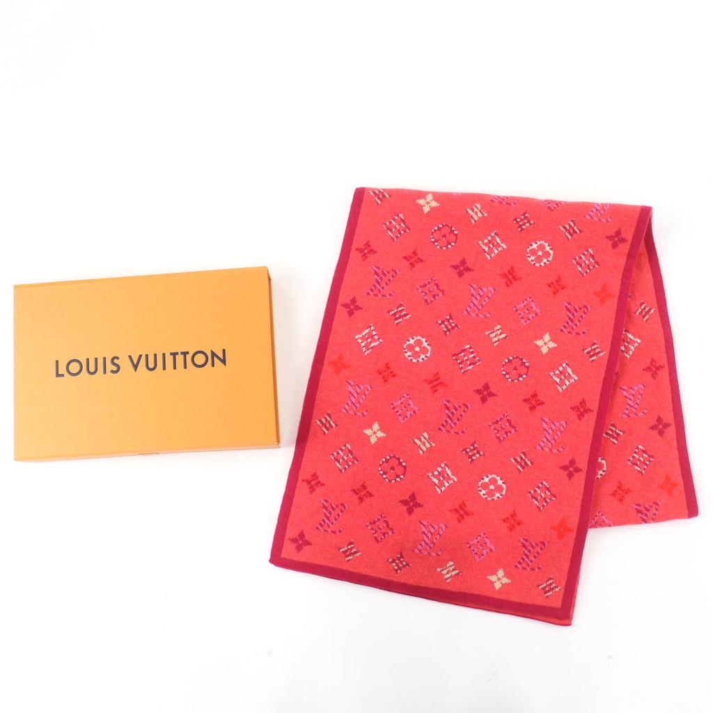 Great LOUIS VUITTON Scarf Echarpe Pop Monogram knit multicolor wool Women M70876 Used