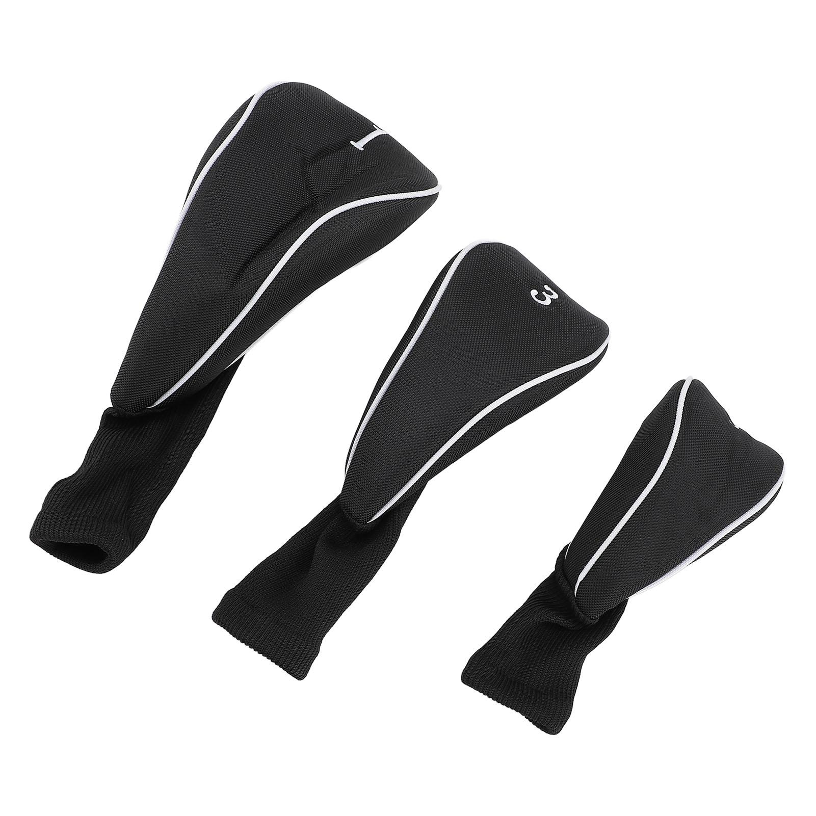 3 шт. чехлы на голову для клюшек Driver Fairway Woods Club универсальные эластичные чехлы на голову с длинным воротом комплект чёрный