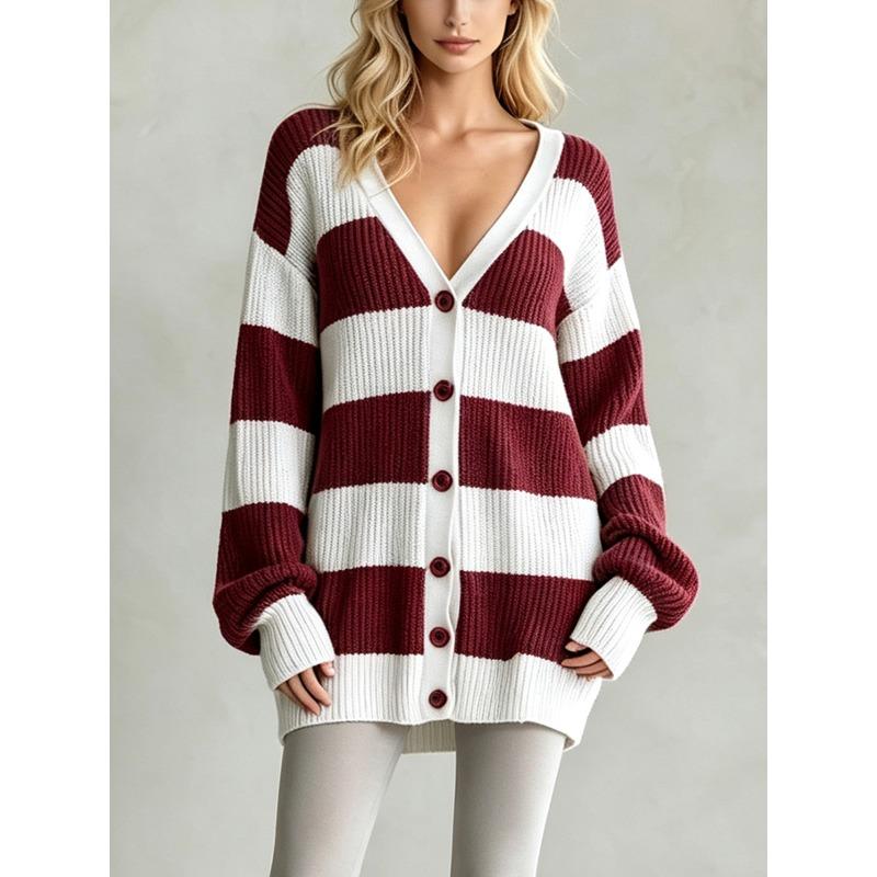 DICFY Women's Vintage Casual  Autumn Winter Long Sleeve V Neck Jackets & Coats