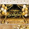Black Golden Happy Birthday Backdrop Banner 30th 40th 50th 60th Birthday Party Backdrop Decor Photo Photography Background Props