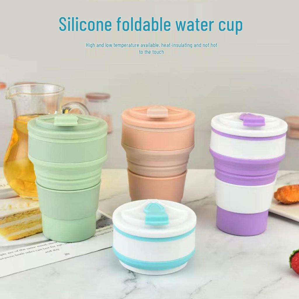 Tazza pieghevole portatile in silicone: Grande Capacità per Viaggi, Campeggio, Caffè, Succhi e Collutorio.