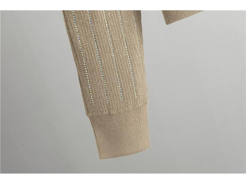 Elegant Korean Rhinestone Knit Cardigan & Skirt Set - Women's Spring/Autumn Two-Piece