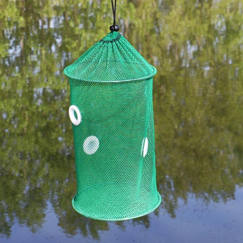 Fishing Baits Trap Foldable Fish Basket for Shrimp Heavy Duty Braided Fishing Net with Storage Bag Basket Baits Cage