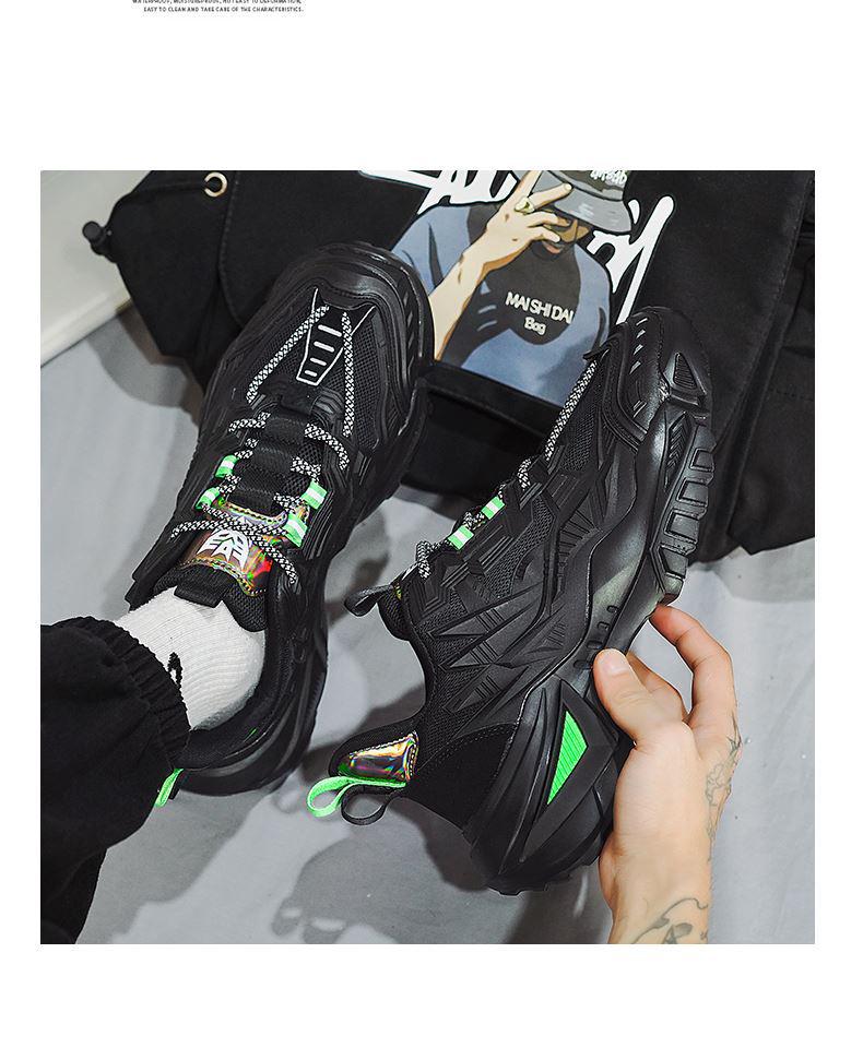 Men's 2025 New Autumn Breathable Running Shoes - Stylish Black Sports Casual with Height Increase