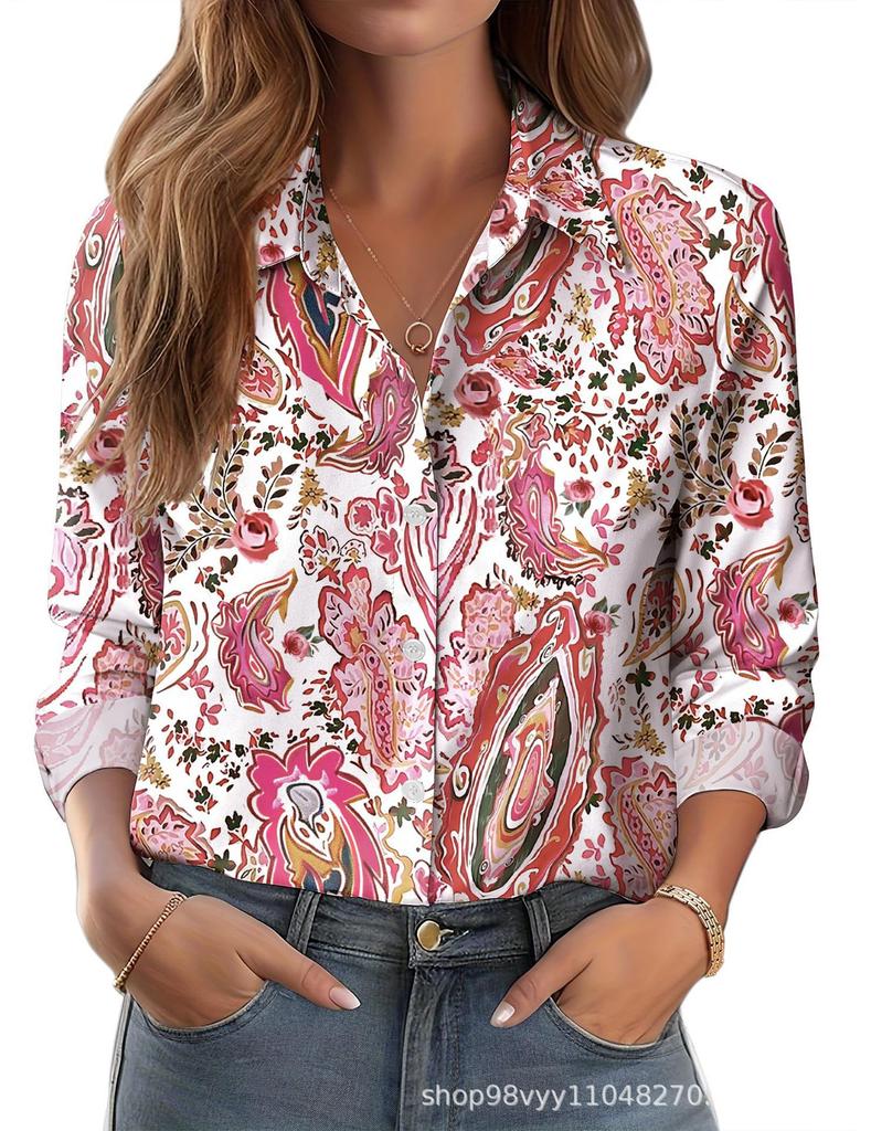 Women's Shirt Printed Floral Loose Shirt Women's Top