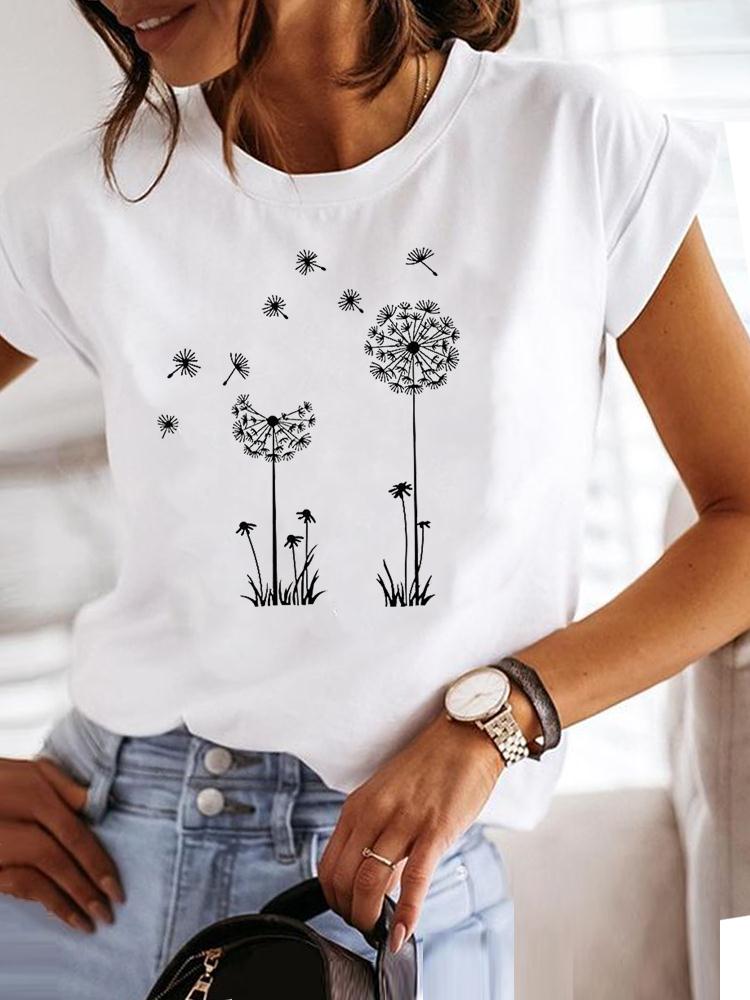 Star Lovely Style Trend Clothing Fashion Tee Women T-shirt Summer Short Sleeve Print Clothes Graphic T Shirt Female Tee Tops