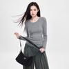 NOME Women's Ribbed Crew Neck Slim Fit T-Shirt