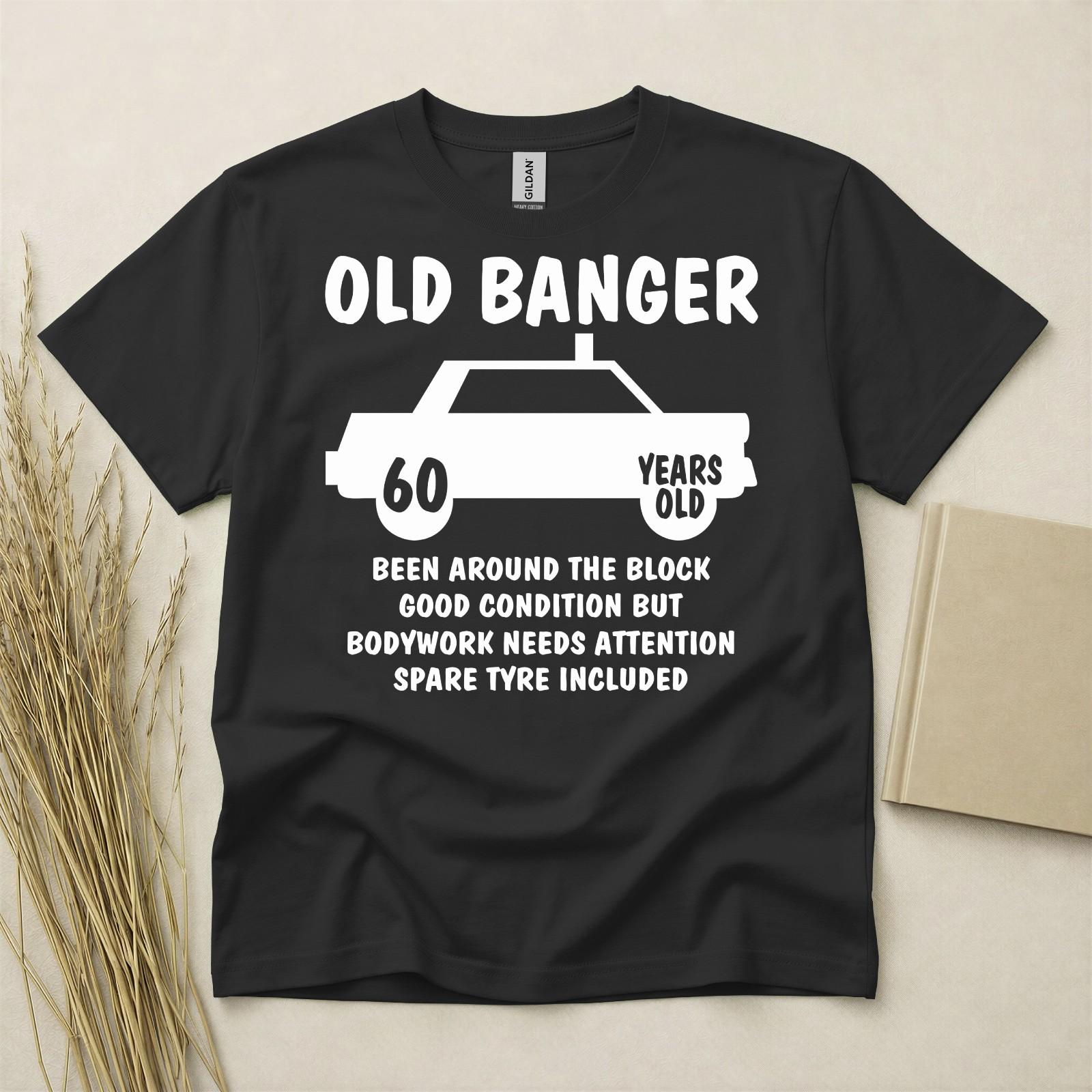 60th Birthday T Shirt Born In 1966 Gift 60 Year Old T-Shirt Old Banger Car Aged XL