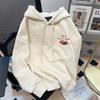 Autumn and winter retro heavy industry machine embroidered hooded sweater women's embroidered versatile velvet thickened warm jacket