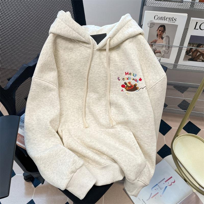 Autumn and winter retro heavy industry machine embroidered hooded sweater women's embroidered versatile velvet thickened warm jacket